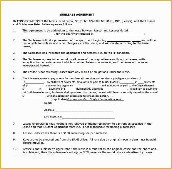 Free Sublease Agreement Template Of 23 Sample Free Sublease Agreement Templates to Download