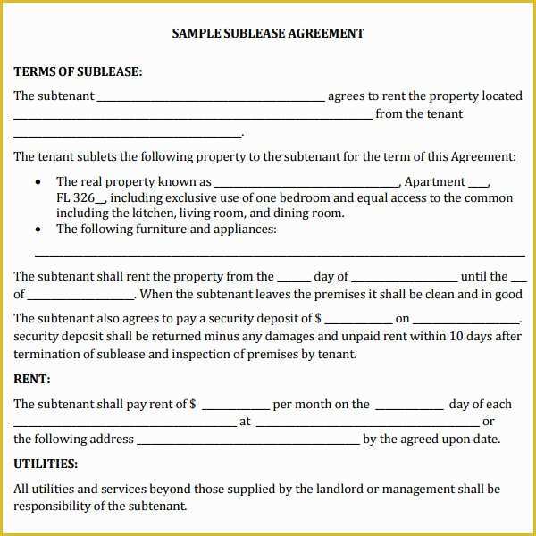 Free Sublease Agreement Template Of 23 Sample Free Sublease Agreement Templates to Download