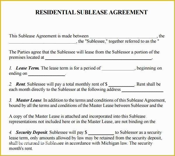 Free Sublease Agreement Template Of 23 Sample Free Sublease Agreement Templates to Download
