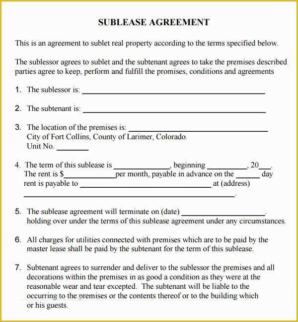 Free Sublease Agreement Template Of 23 Sample Free Sublease Agreement Templates to Download