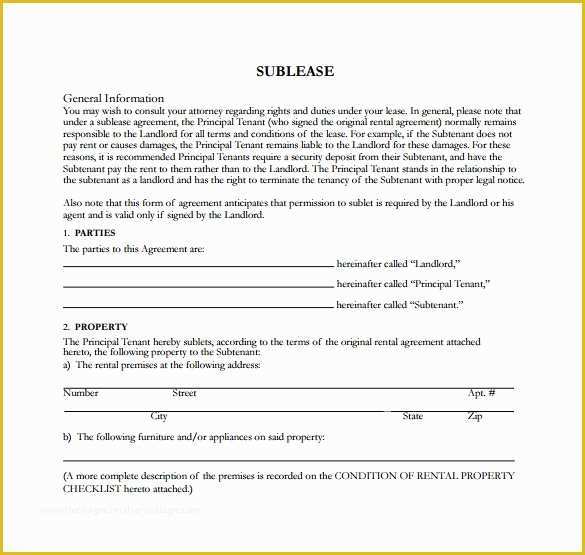 Free Sublease Agreement Template Of 23 Sample Free Sublease Agreement Templates to Download