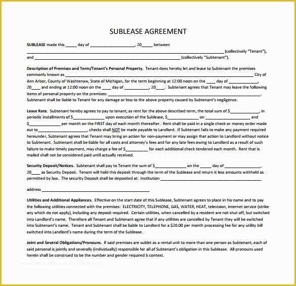 Free Sublease Agreement Template Of 23 Sample Free Sublease Agreement Templates to Download