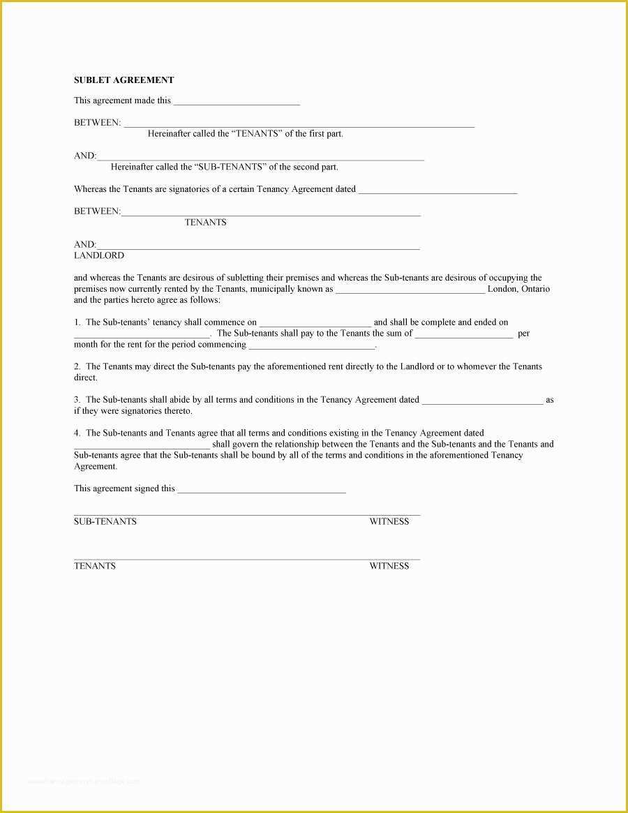 Free Sublease Agreement Template Of 40 Professional Sublease Agreement Templates & forms