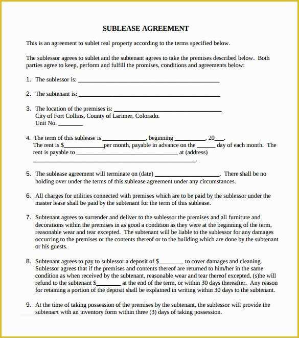 Free Sublease Agreement Template Of Mercial Sublease Agreement Pdf Never Underestimate the