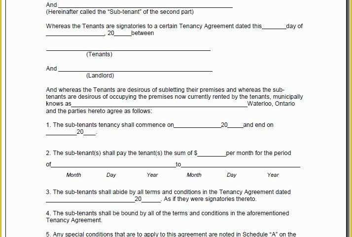 Free Sublease Agreement Template Of Sublease Agreement Florida