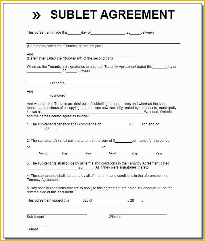 Free Sublease Agreement Template Of Sublease Agreement Florida