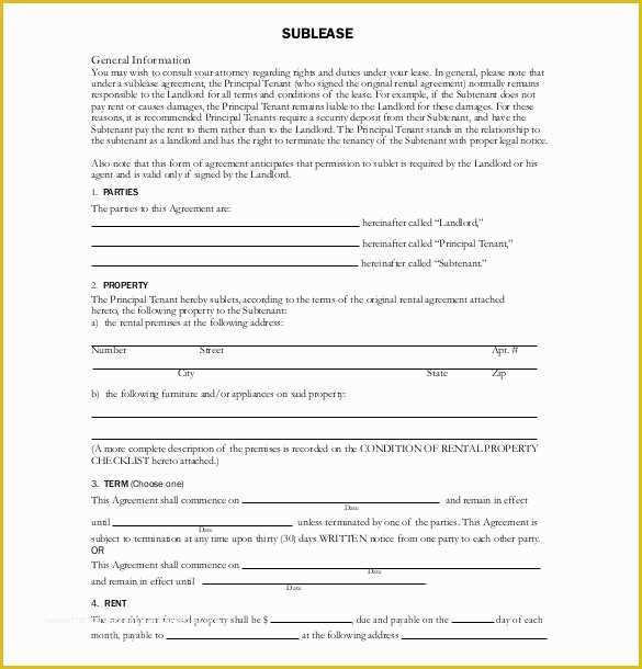 Free Sublease Agreement Template Of Sublease Agreement Template – 15 Free Word Pdf Document