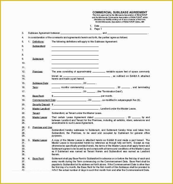 Free Sublease Agreement Template Of Sublease Agreement Template – 15 Free Word Pdf Document