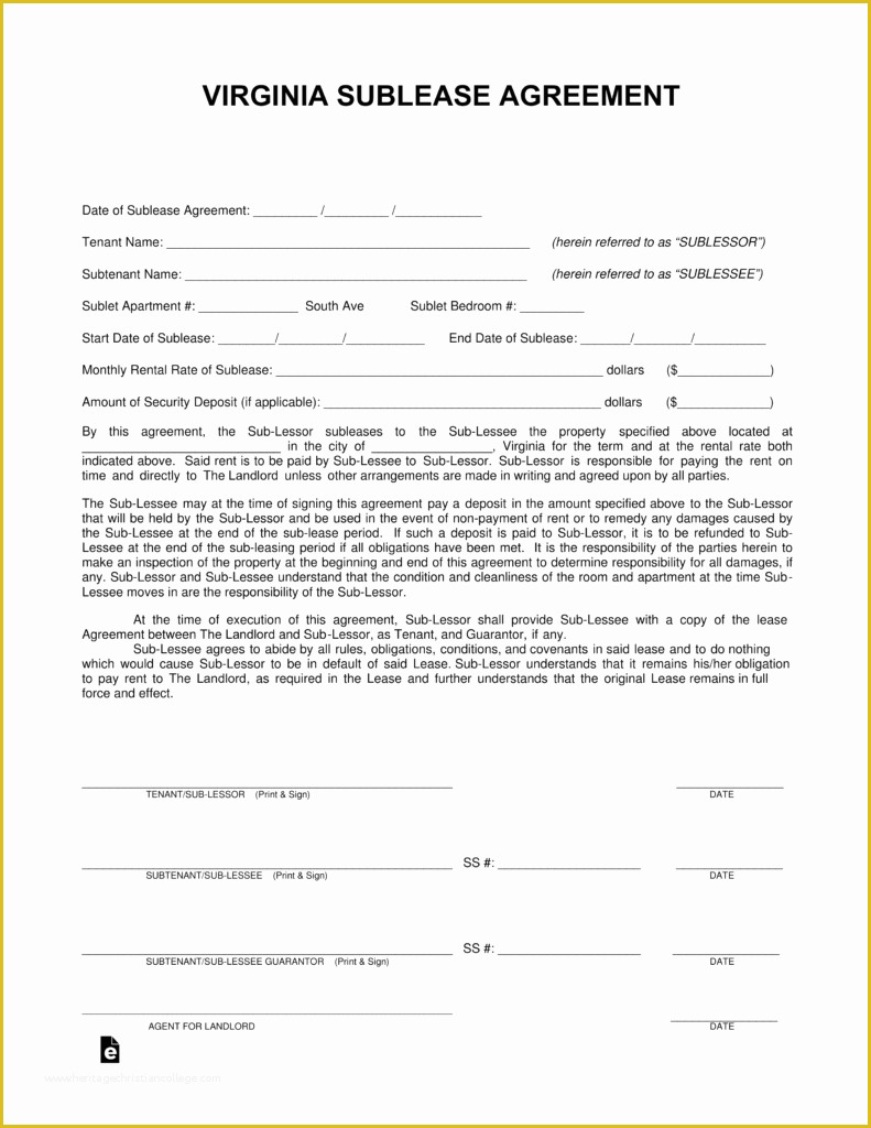 Free Sublease Agreement Template Of Sublease Agreement Template Inspiring Sublease Agreement