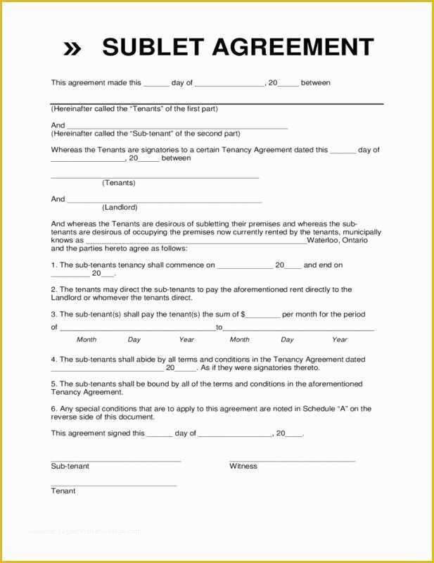 Free Sublease Agreement Template Of Sublease Agreement Template