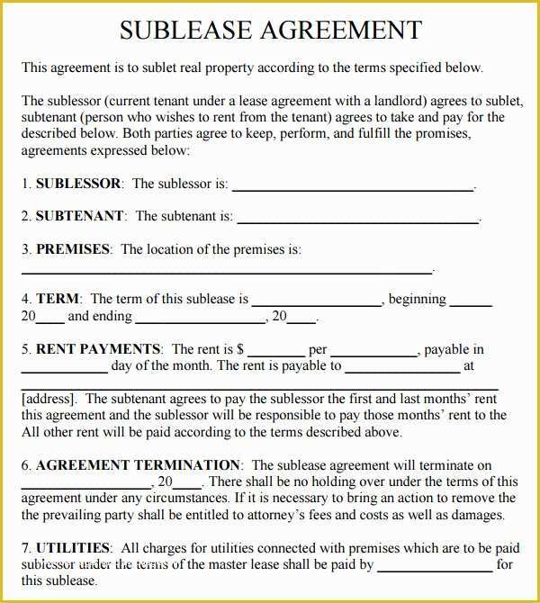 Free Sublet Lease Agreement Template Of 23 Sample Free Sublease Agreement Templates to Download