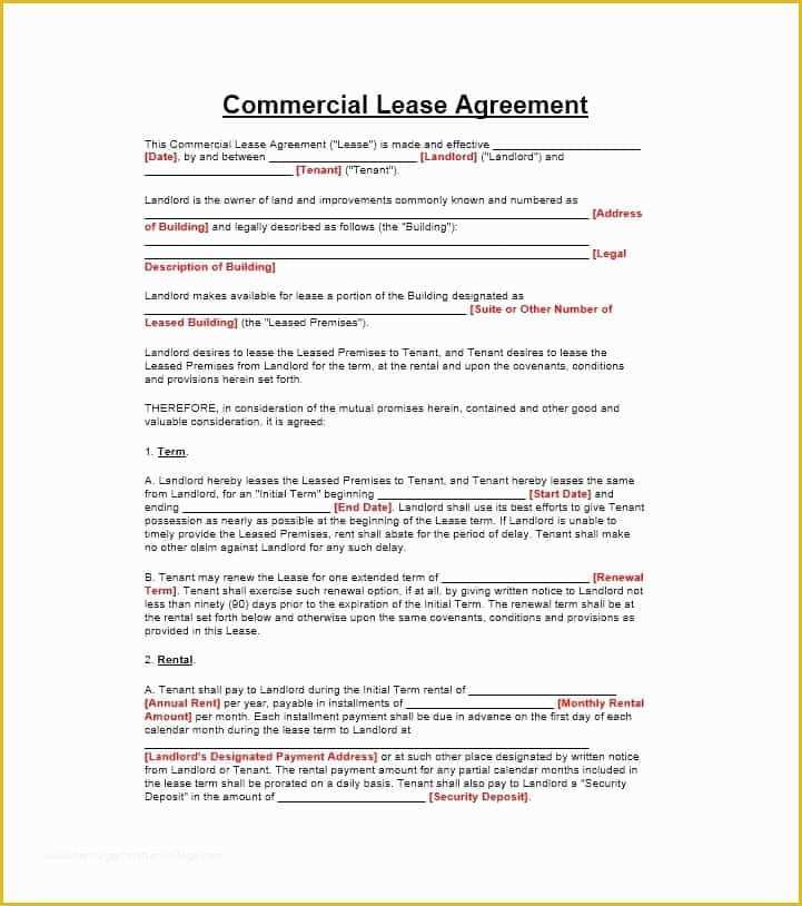 Free Sublet Lease Agreement Template Of 26 Free Mercial Lease Agreement Templates Template Lab