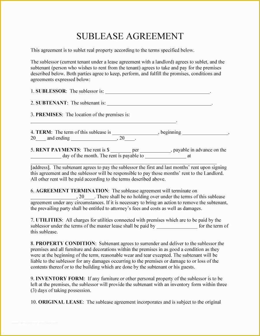 Free Sublet Lease Agreement Template Of 40 Professional Sublease Agreement Templates & forms