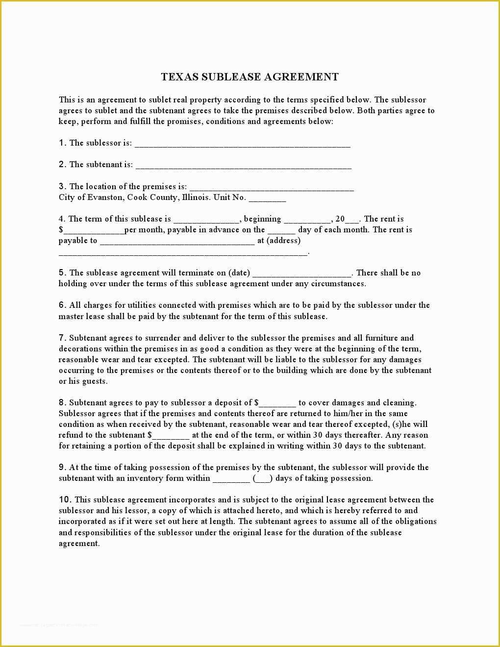 Free Sublet Lease Agreement Template Of Free Legal forms Pdf Template
