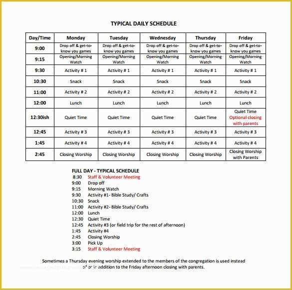 Free Summer Camp Schedule Template Of 13 Camp Schedule Templates Pdf Doc