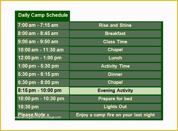 Free Summer Camp Schedule Template Of 13 Camp Schedule Templates Pdf Doc