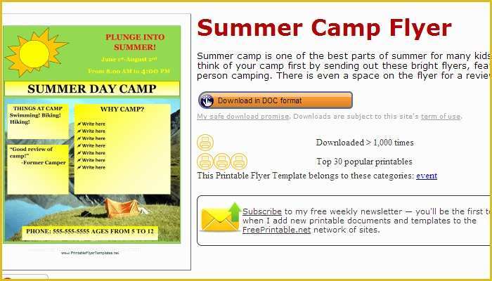 Free Summer Camp Schedule Template Of 5 Summer Camp Flyer Templates