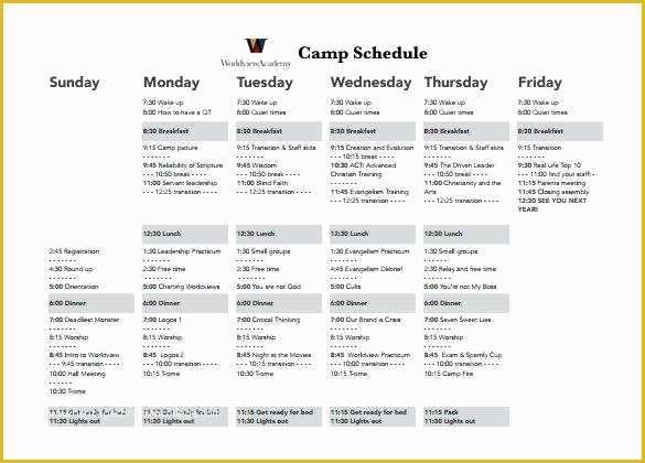 Free Summer Camp Schedule Template Of 9 Camp Schedule Templates Doc Free Premium for Resumes