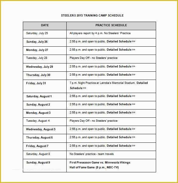 Free Summer Camp Schedule Template Of 9 Camp Schedule Templates Doc Pdf