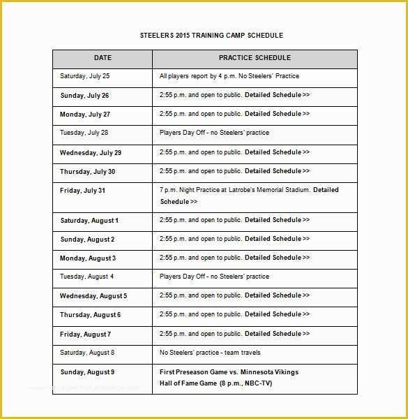 Free Summer Camp Schedule Template Of 9 Camp Schedule Templates Doc Pdf