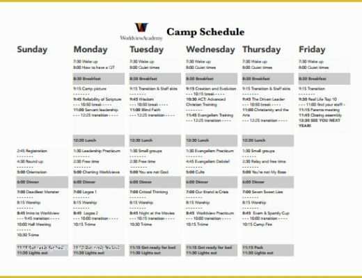 Free Summer Camp Schedule Template Of 9 Camp Schedule Templates Doc Pdf