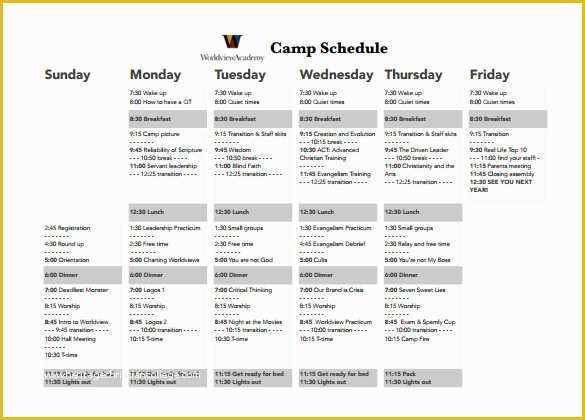 Free Summer Camp Schedule Template Of 9 Camp Schedule Templates Doc Pdf