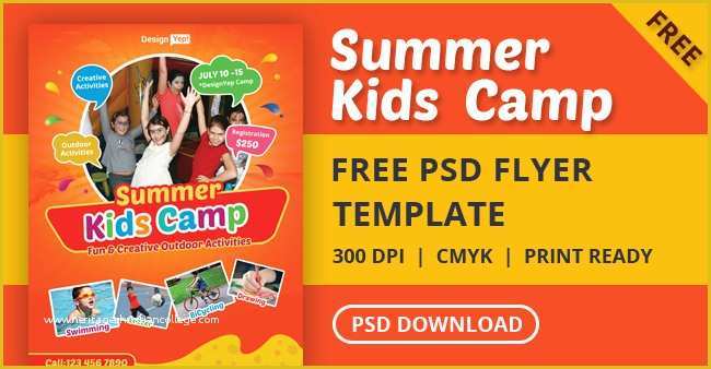 Free Summer Camp Schedule Template Of Free Kids Summer Camp Flyer Psd Template Designyep