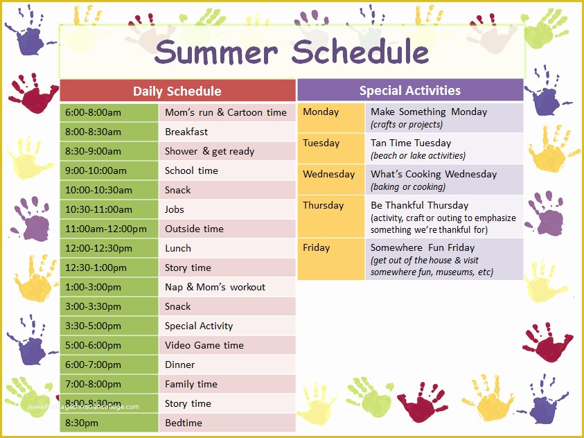 Free Summer Camp Schedule Template Of I Created This Summer Schedule