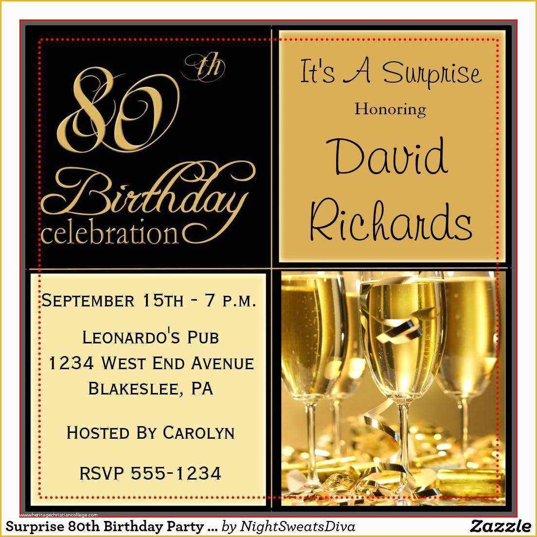 Free Surprise 50th Birthday Party Invitations Templates Of 15 Sample 80th Birthday Invitations Templates Ideas
