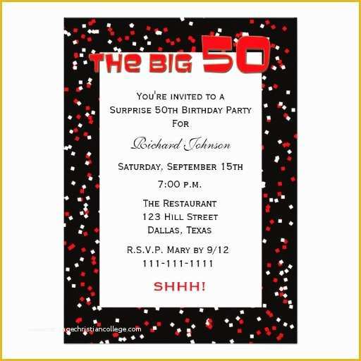 Free Surprise 50th Birthday Party Invitations Templates Of 50th Birthday Invitations Wording Samples