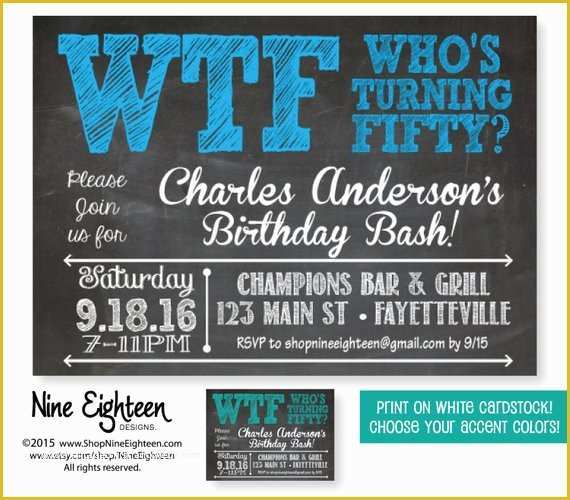 Free Surprise 50th Birthday Party Invitations Templates Of 50th Birthday Party Invitation Wtf who S Turning by