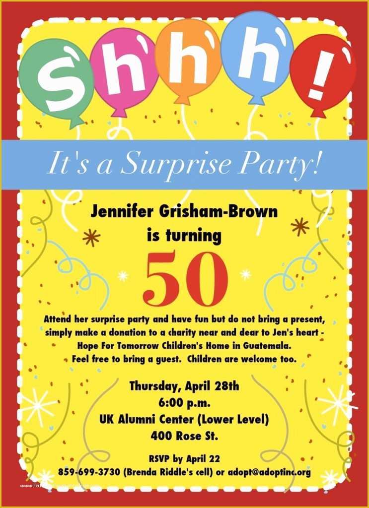 Free Surprise 50th Birthday Party Invitations Templates Of 50th Birthday Surprise Party Invitations