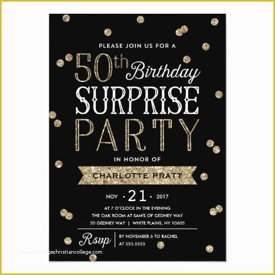 Free Surprise 50th Birthday Party Invitations Templates Of 50th Glitter Confetti Surprise Party Invitation