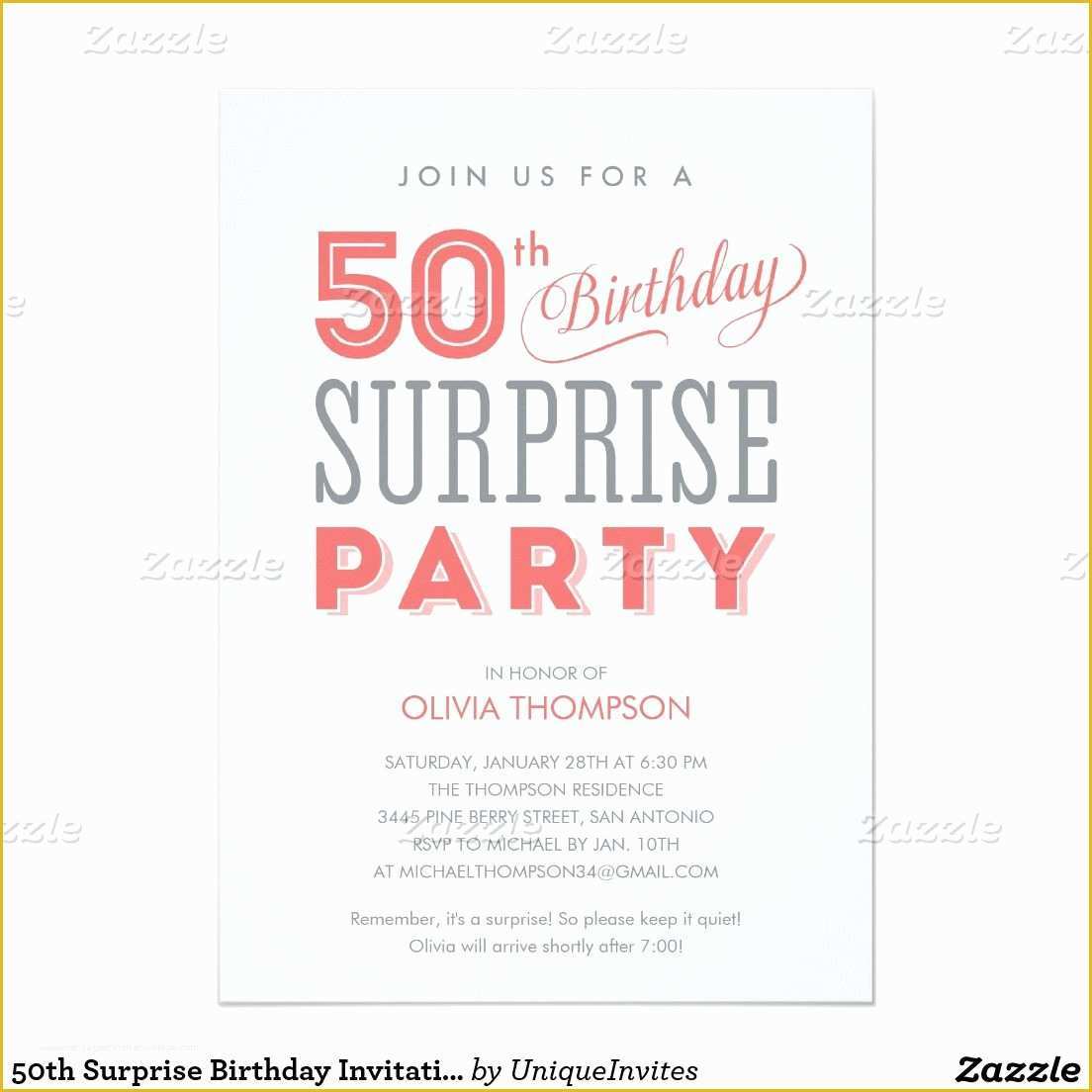 Free Surprise 50th Birthday Party Invitations Templates Of Cool Free Template Surprise 50th Birthday Party Invitation