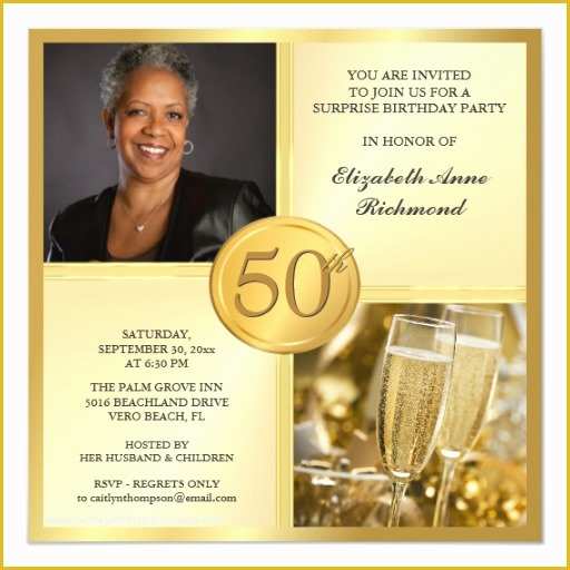 Free Surprise 50th Birthday Party Invitations Templates Of Elegant Gold 50th Birthday Party Invitations