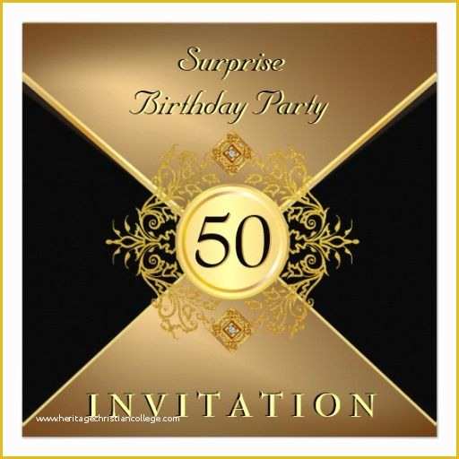 Free Surprise 50th Birthday Party Invitations Templates Of Elegant Gold Black 50th Birthday Surprise Party In Card