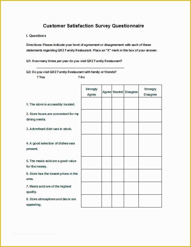 Free Survey Results Report Template Of Questionnaire Template