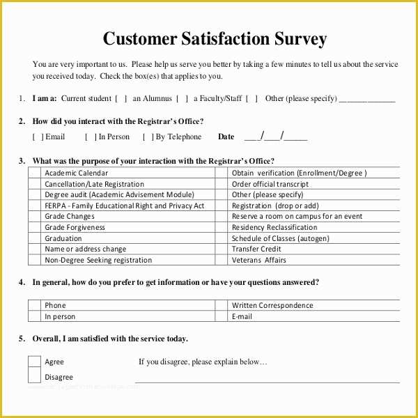 Free Survey Template Of 15 Customer Satisfaction Survey Templates – Free Sample