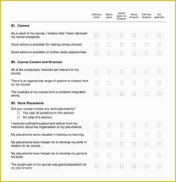 Free Survey Template Of 19 Student Survey Templates – Free Sample Example