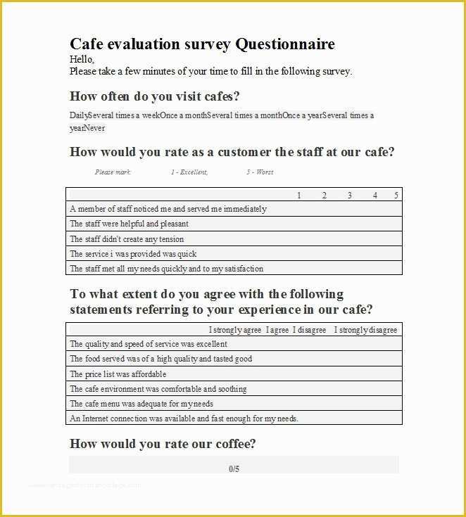 Free Survey Template Of 30 Questionnaire Templates Word Template Lab