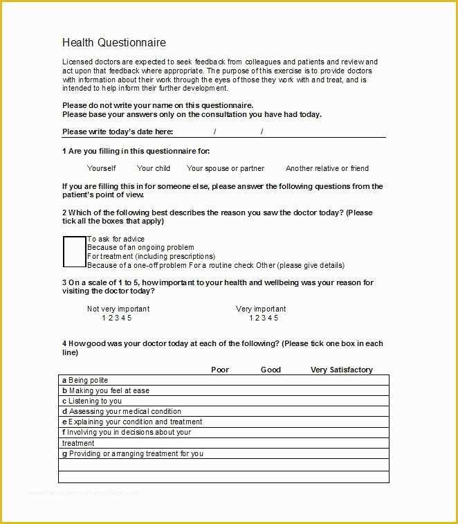 Free Survey Template Of 33 Free Questionnaire Templates Word Free Template