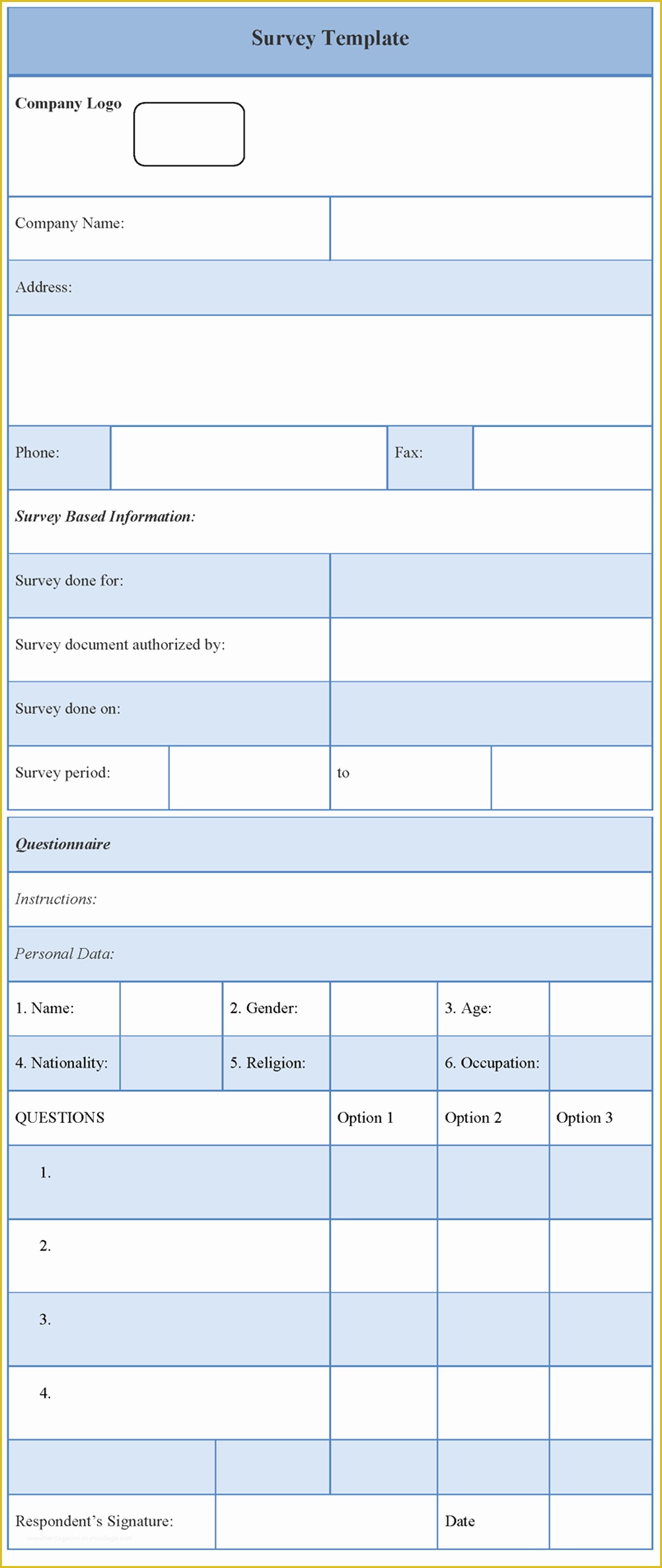 Free Survey Template Of 5 Free Survey Templatereport Template Document