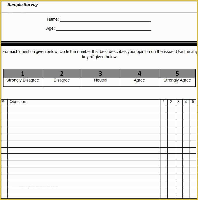 Free Survey Template Of Blank Survey Template