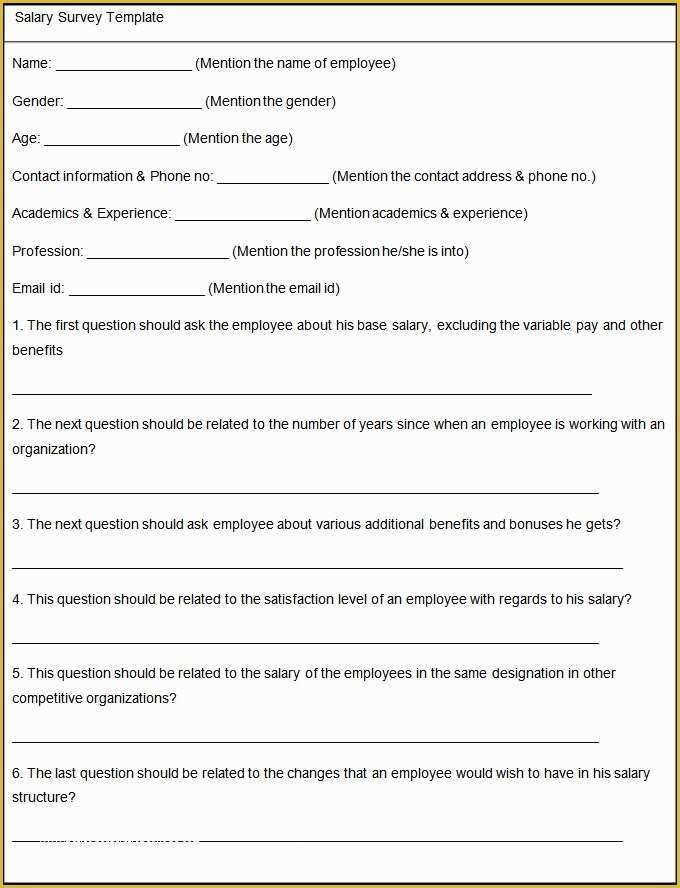 Free Survey Template Of Blank Survey Template