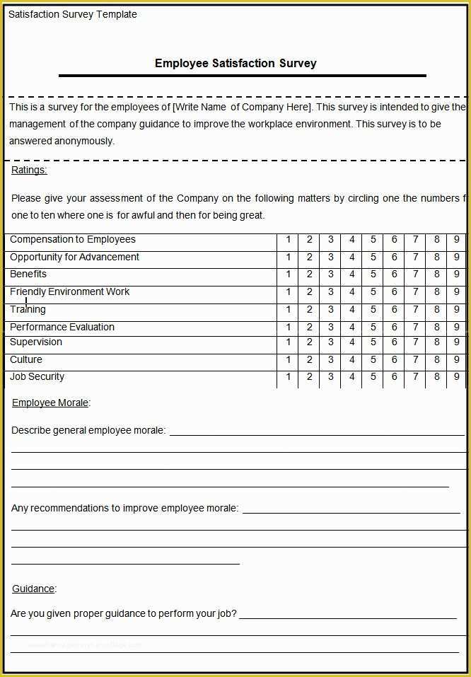 Free Survey Template Of Blank Survey Template