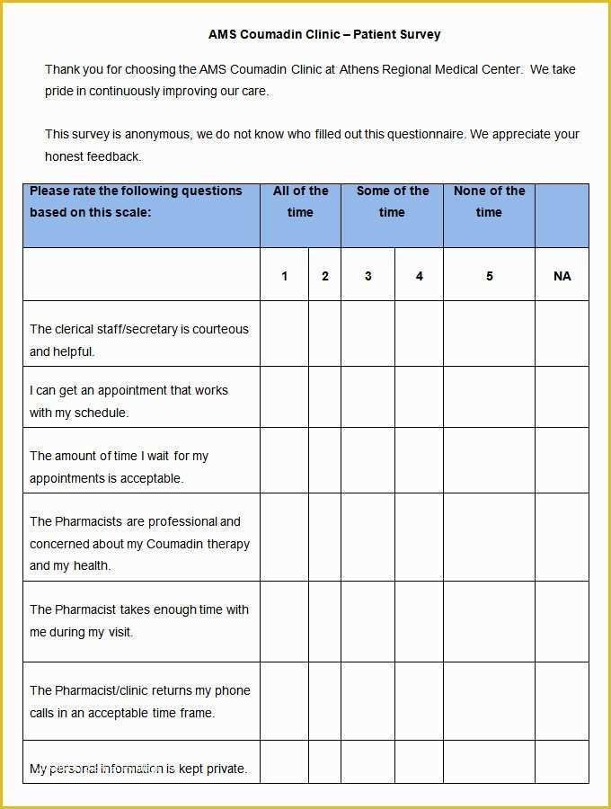 Free Survey Template Of Patient Satisfaction Survey Template 6 Free Word Pdf
