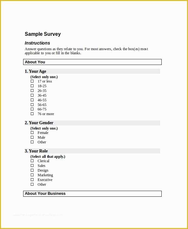 Free Survey Template Of Questionnaire Template Word 11 Free Word Document