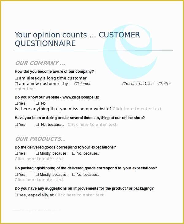 Free Survey Template Of Questionnaire Template Word 11 Free Word Document