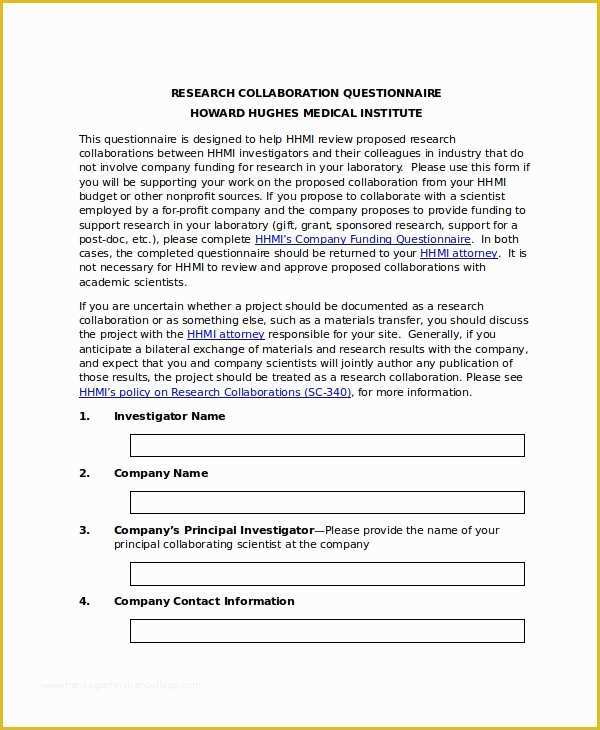 Free Survey Template Of Questionnaire Template Word 11 Free Word Document