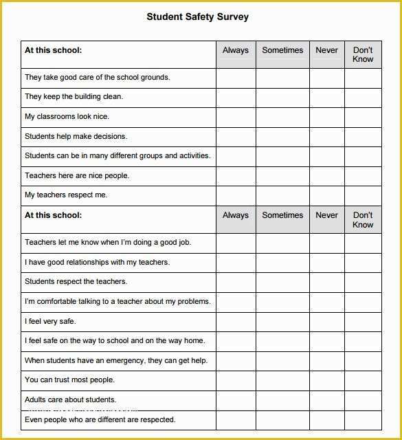 Free Survey Template Of Student Survey Templates – 7 Samples Examples format